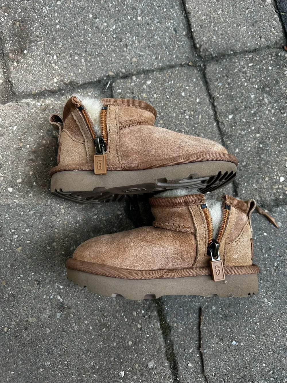 UGG Mini Shearling Lined Booties - Chestnut Brown